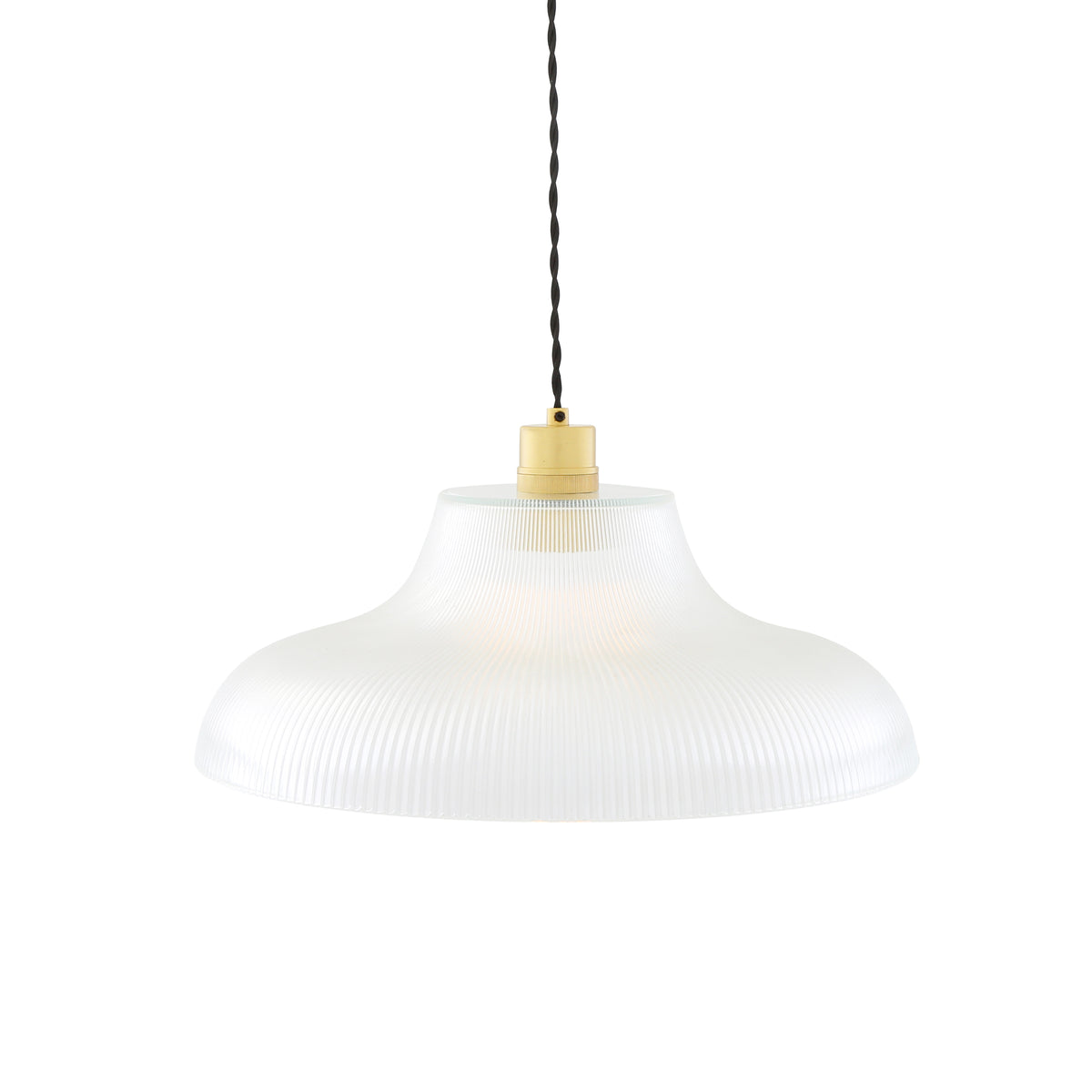 Mono 40cm Vintage Railway Pendant in Satin Brass with Prismatic Glass Shade