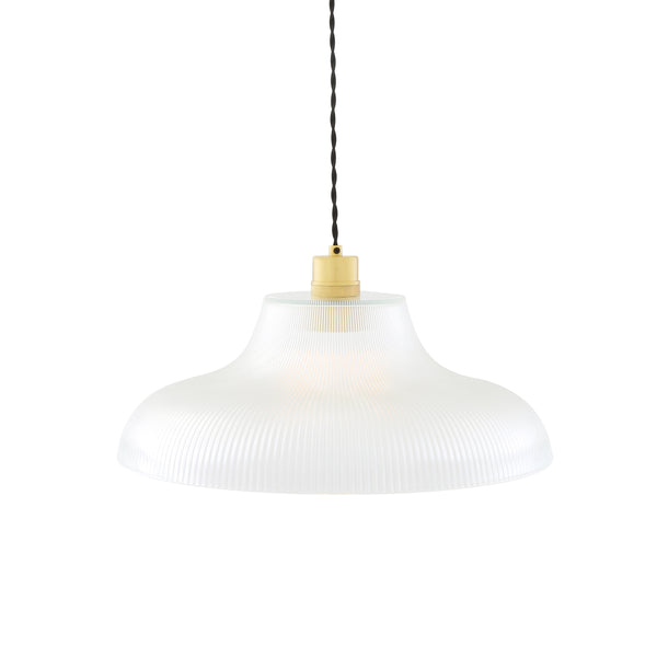 Mono 40cm Vintage Railway Pendant in Satin Brass with Prismatic Glass Shade