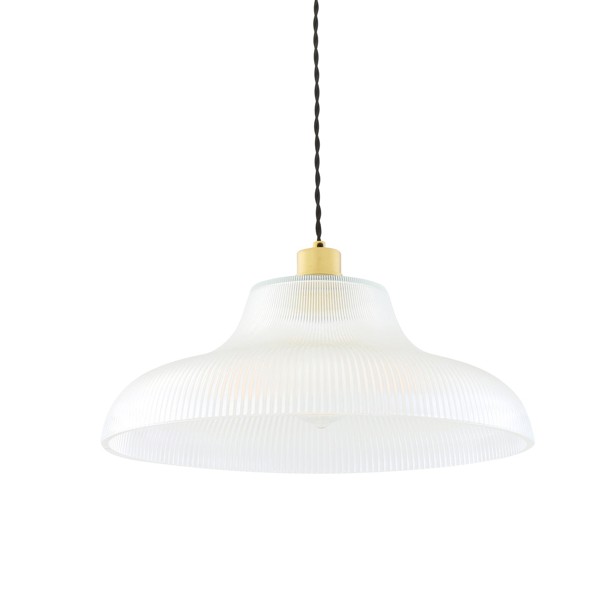 Mono 40cm Vintage Railway Pendant in Satin Brass with Prismatic Glass Shade