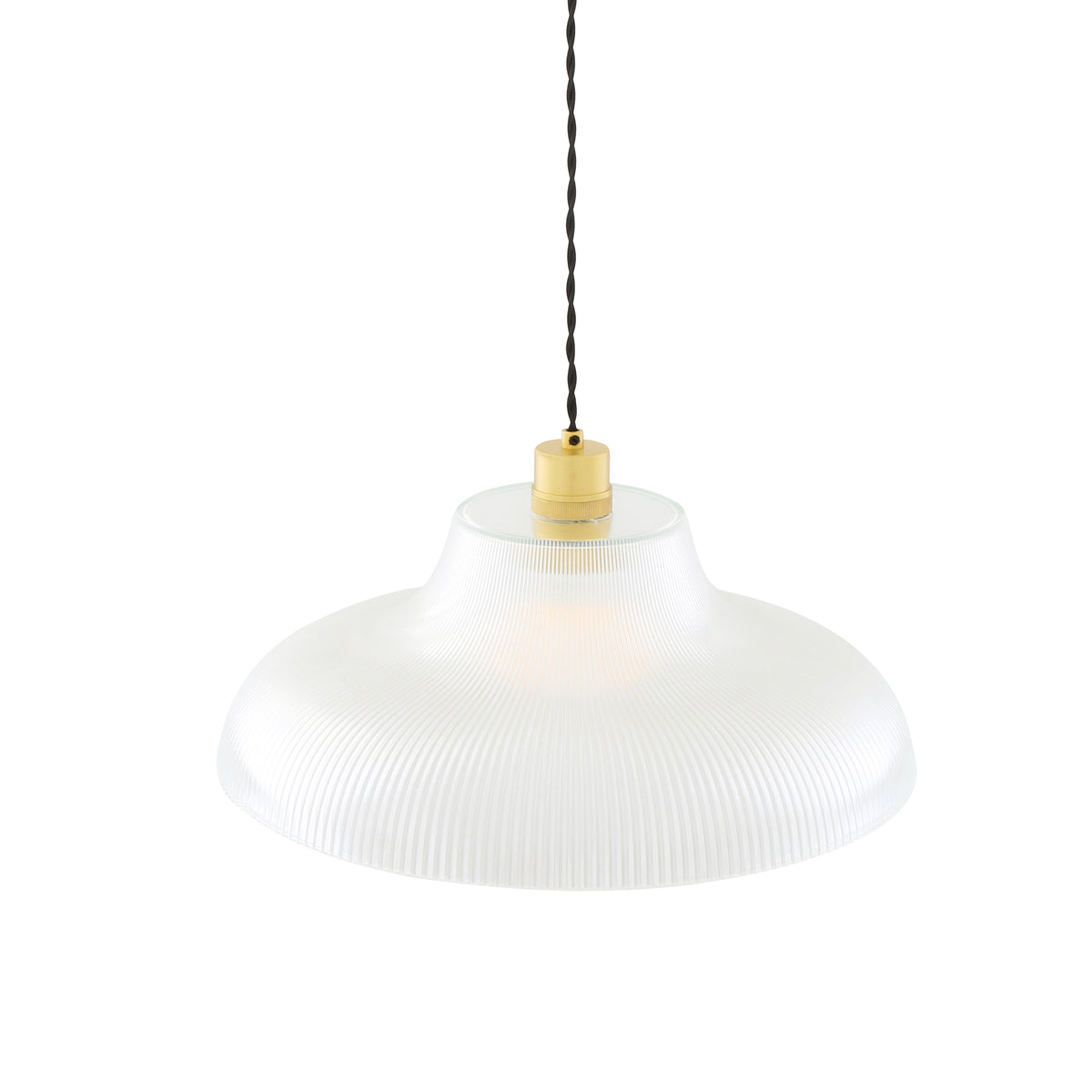 Mono 40cm Vintage Railway Pendant in Satin Brass with Prismatic Glass Shade