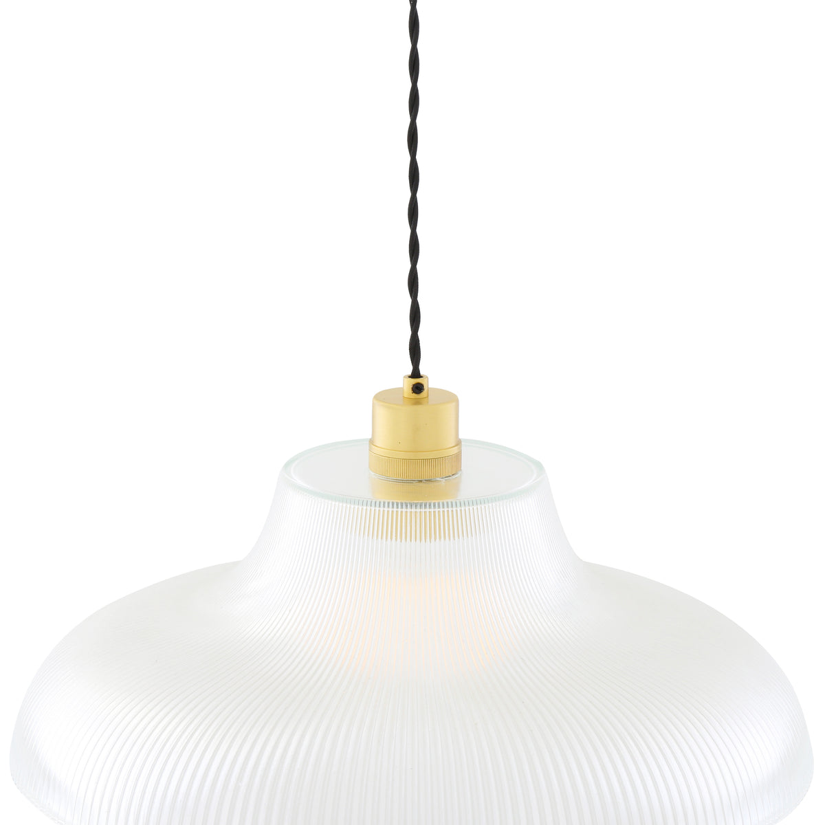Mono 40cm Vintage Railway Pendant in Satin Brass with Prismatic Glass Shade