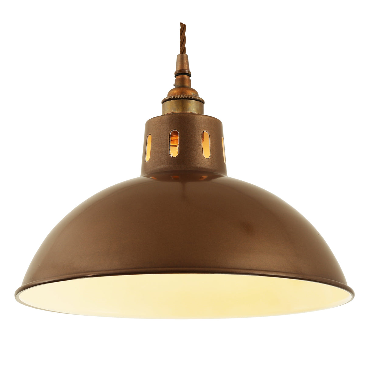 Osson 30cm Pendant Light in Bronze with Antique Brass Suspension