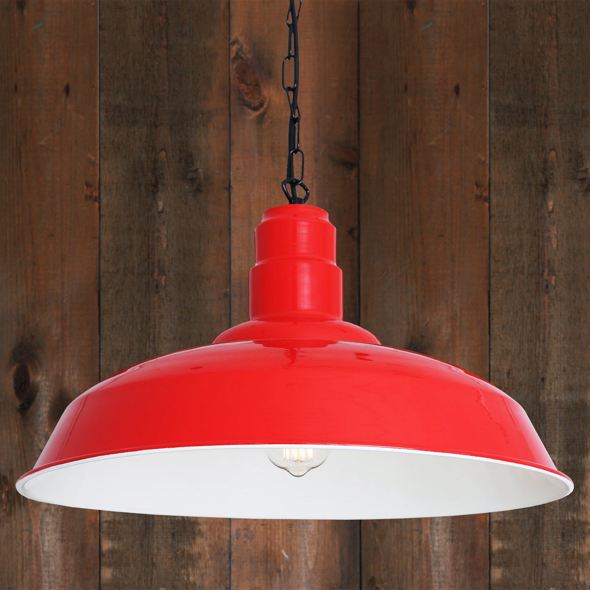 Wyse 50cm Industrial Pendant Light in Red