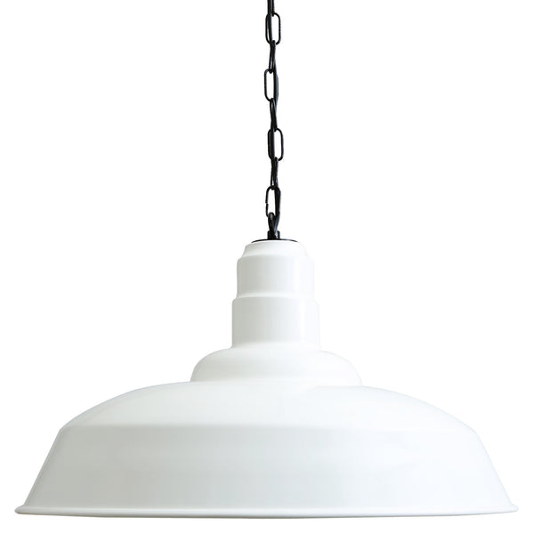 Mullan Wyse 50cm industrial pendant light in white with black chain suspension