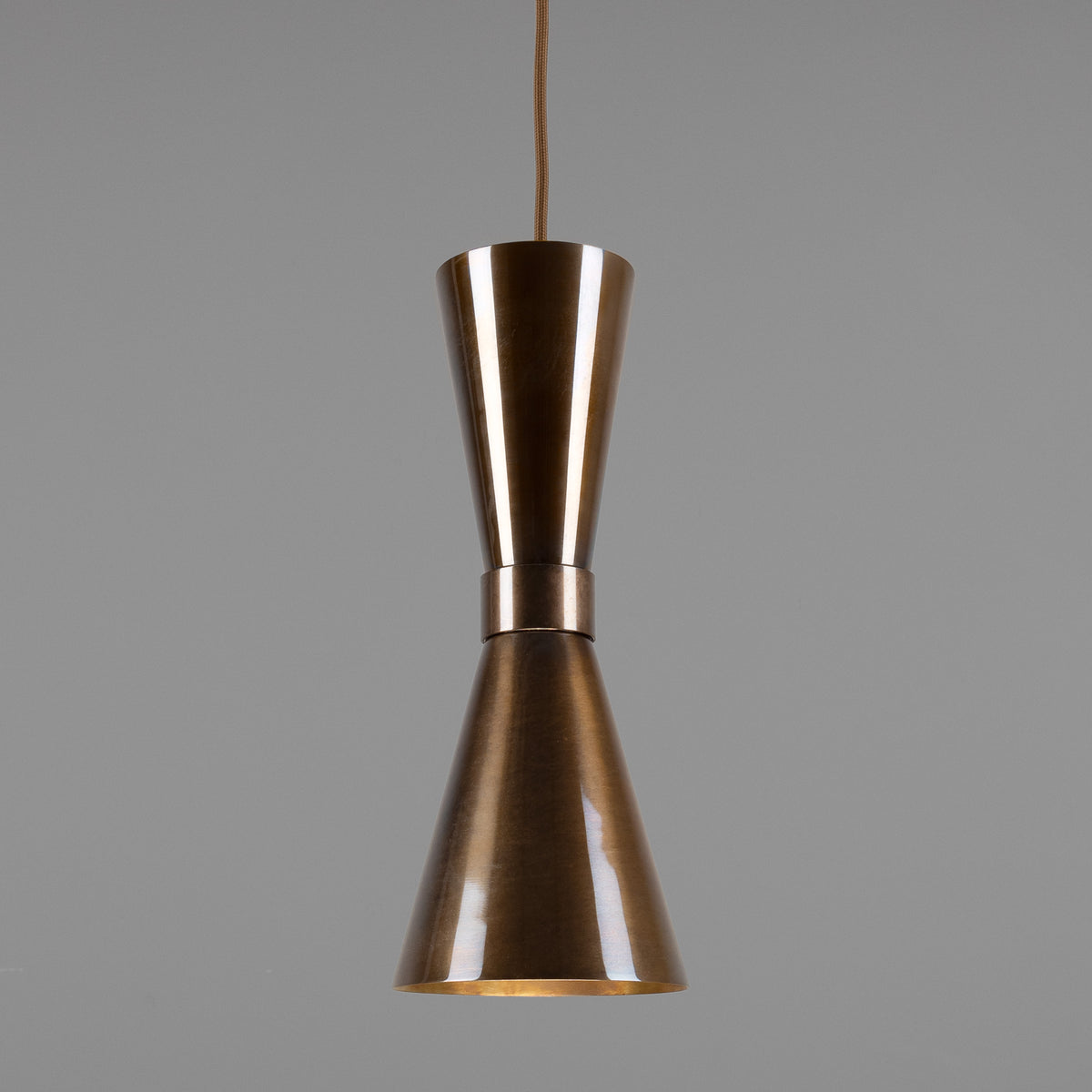 Amias Mid-Century Brass Pendant Light in Antique Brass