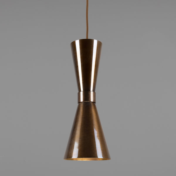 Amias Mid-Century Brass Pendant Light in Antique Brass