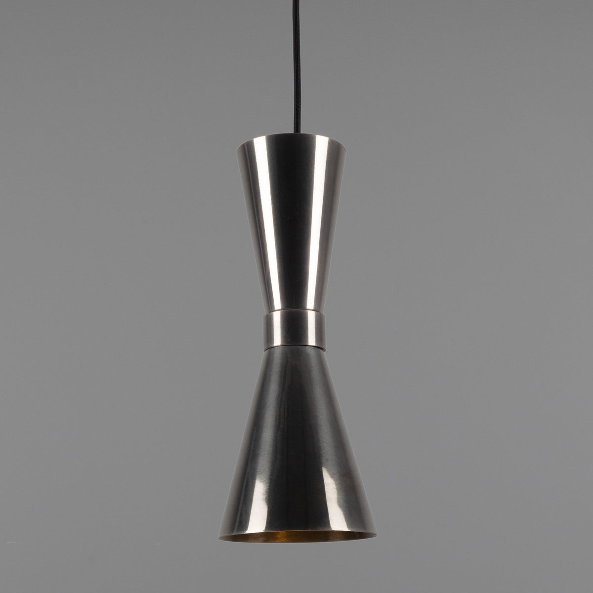 Amias Mid-Century Brass Pendant Light in Antique Silver