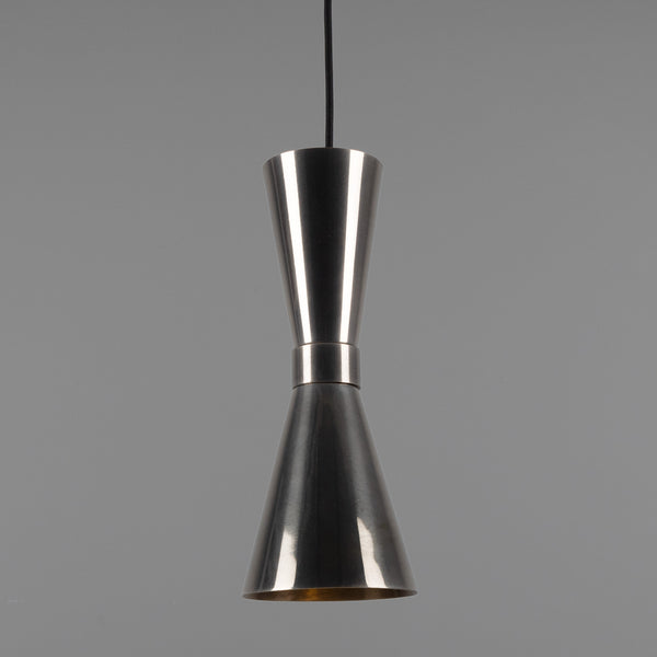 Amias Mid-Century Brass Pendant Light in Antique Silver
