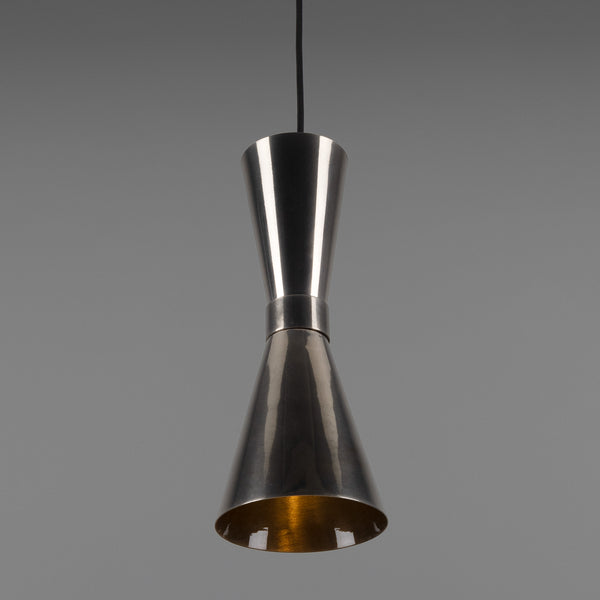 Amias Mid-Century Brass Pendant Light in Antique Silver