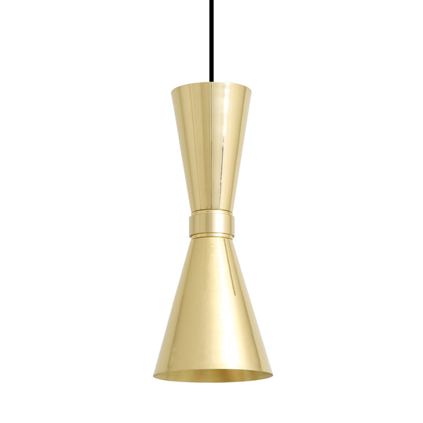 Amias Mid-Century Brass Pendant Light in Polished Brass