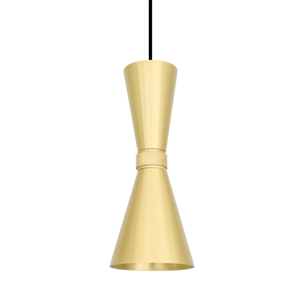 Amias Mid-Century Brass Pendant Light in Satin Brass