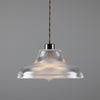 Mono 30cm Vintage Railway Pendant in Antique Brass with Prismatic Glass Shade