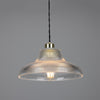 Mono 30cm Vintage Railway Pendant in Polished Brass with Prismatic Glass Shade