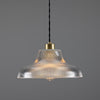 Mono 30cm Vintage Railway Pendant in Satin Brass with Prismatic Glass Shade