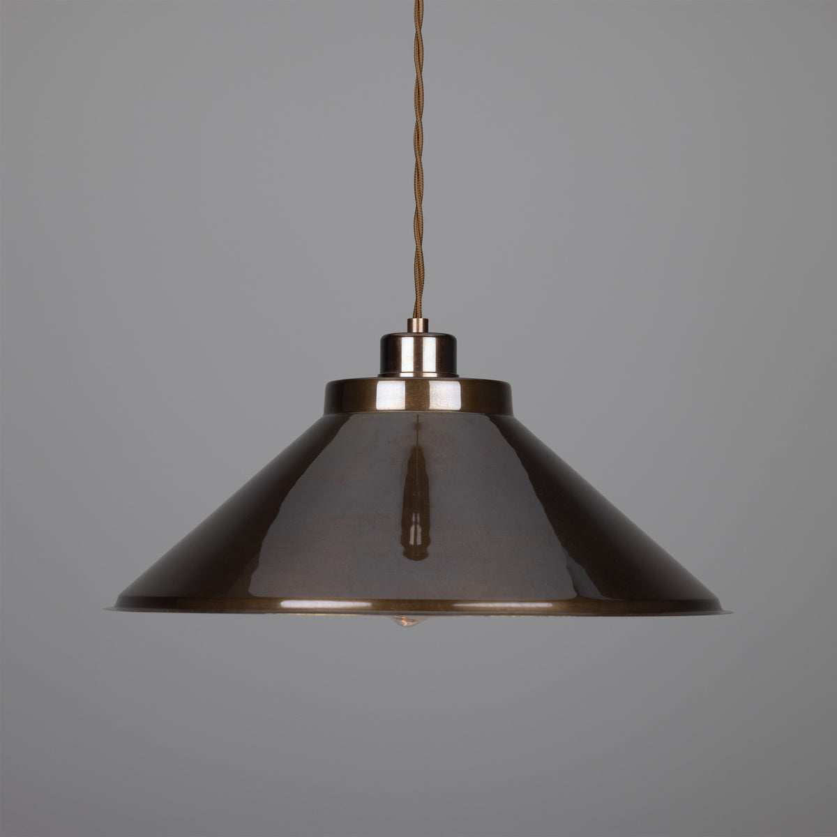 Rio E27 Vintage Pendant Light in Antique Brass