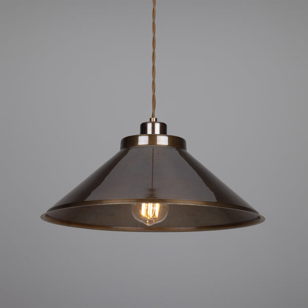 Rio E27 Vintage Pendant Light in Antique Brass