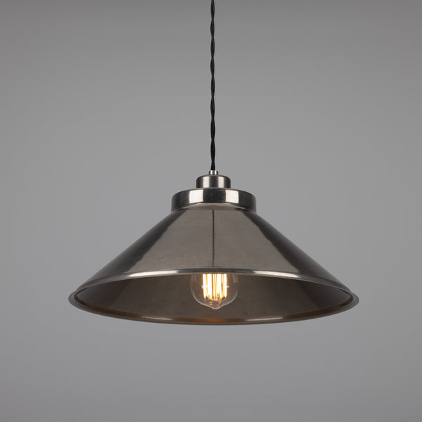 Rio E27 Vintage Pendant Light in Antique Silver