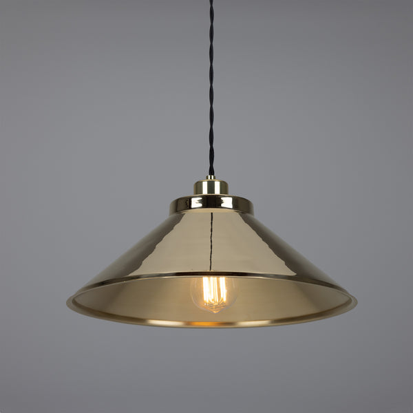 Rio E27 Vintage Pendant Light in Polished Brass