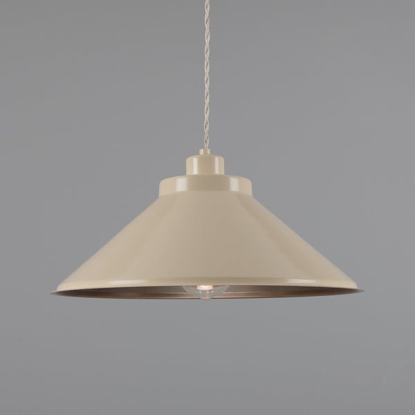 Rio Coloured Brass Pendant Light in Antique Brass and Vanilla Cream