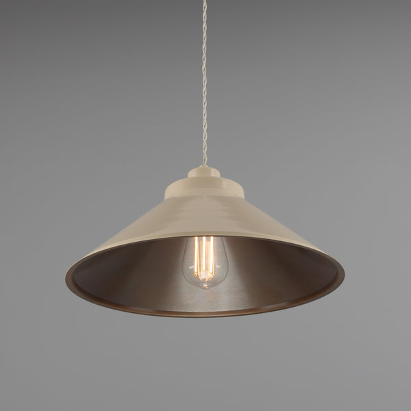 Rio Coloured Brass Pendant Light in Antique Brass and Vanilla Cream