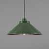 Rio Coloured Brass Pendant Light in Antique Brass and Sage Green