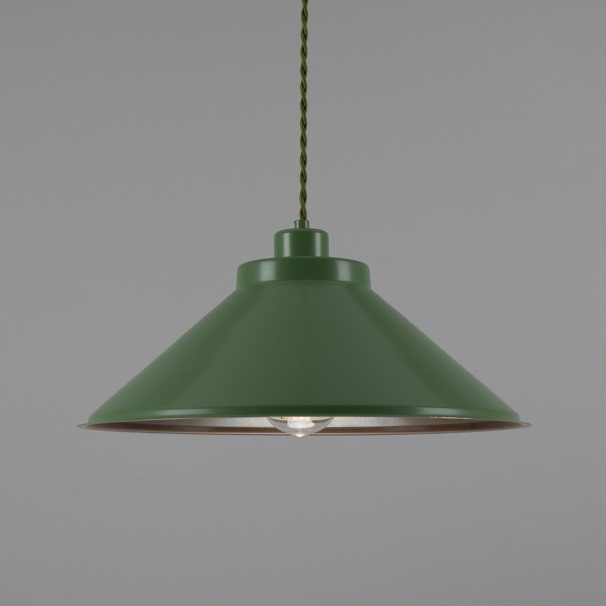 Rio Coloured Brass Pendant Light in Antique Brass and Sage Green