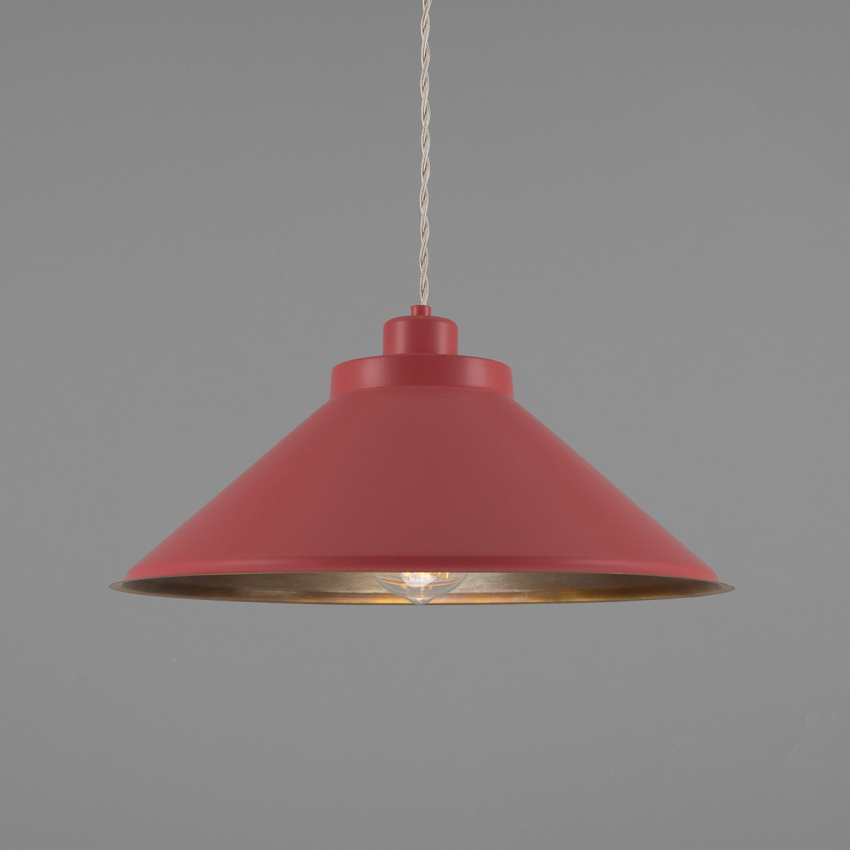 Rio Coloured Brass Pendant Light in Antique Brass and Antique Pink