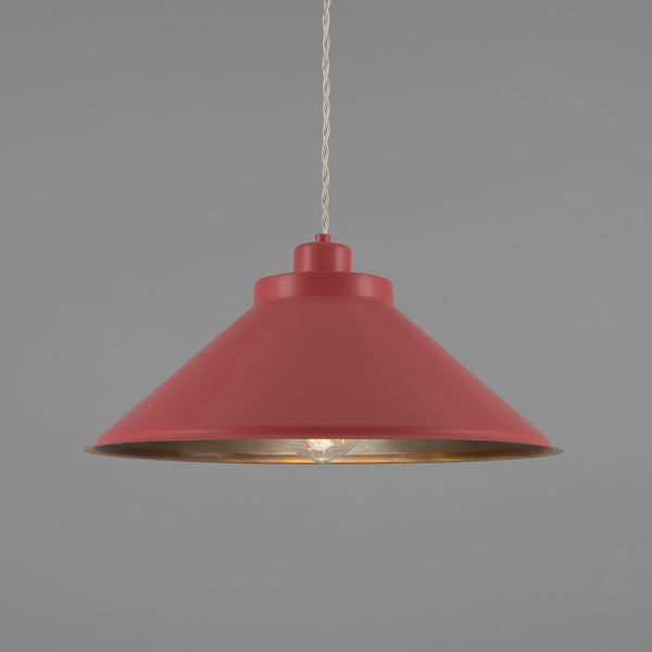 Rio Coloured Brass Pendant Light in Antique Brass and Antique Pink