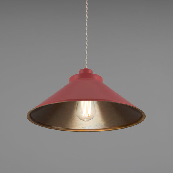 Rio Coloured Brass Pendant Light in Antique Brass and Antique Pink