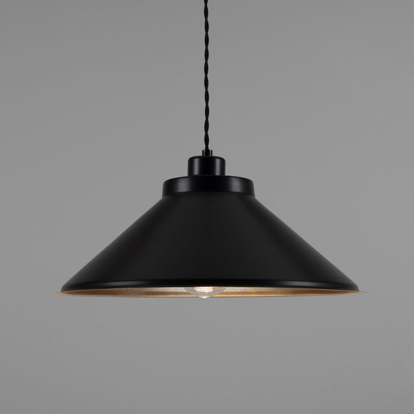 Rio Coloured Brass Pendant Light in Antique Brass and Matte Black