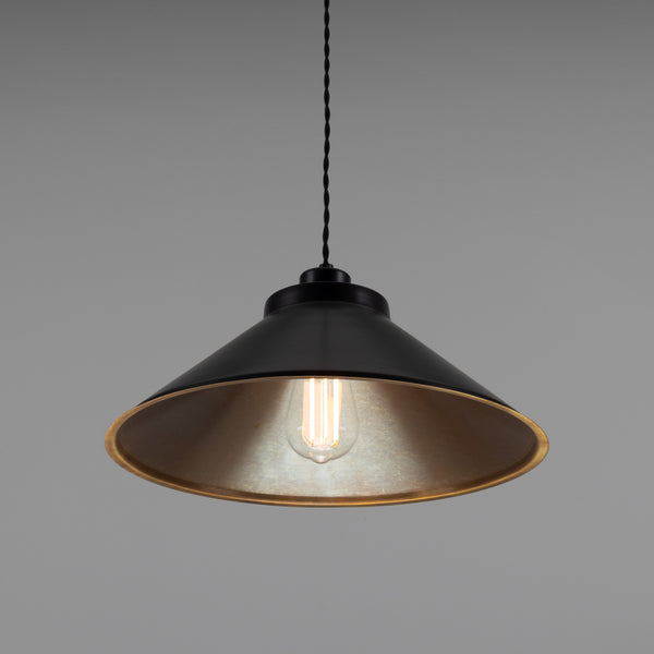 Rio Coloured Brass Pendant Light in Antique Brass and Matte Black