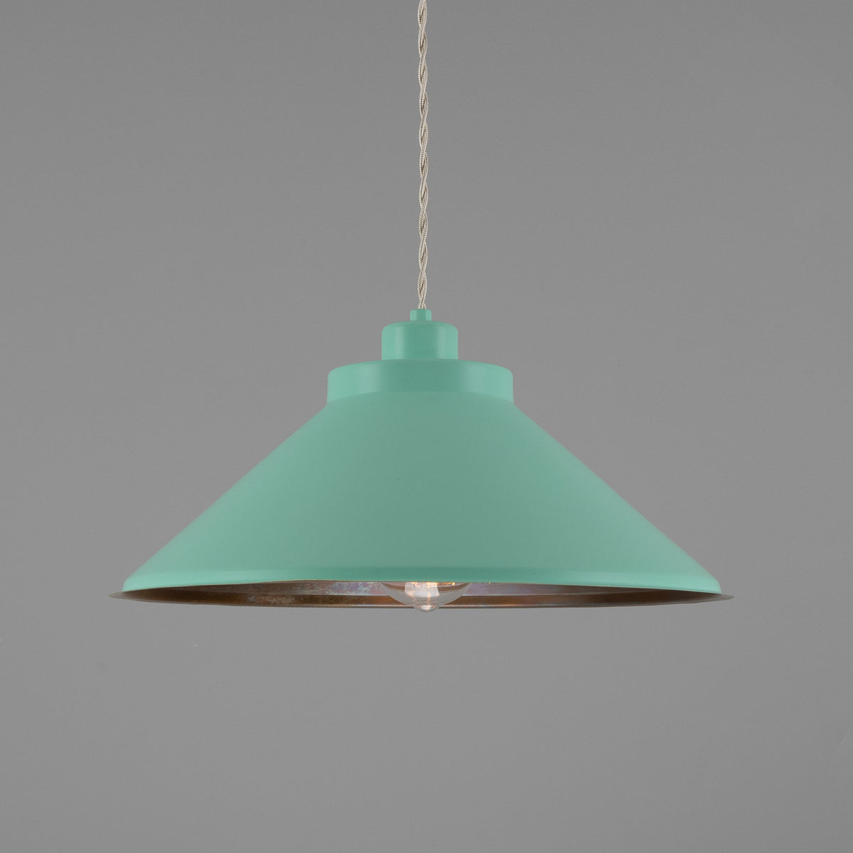 Rio Coloured Brass Pendant Light in Antique Brass and Mint Turquoise