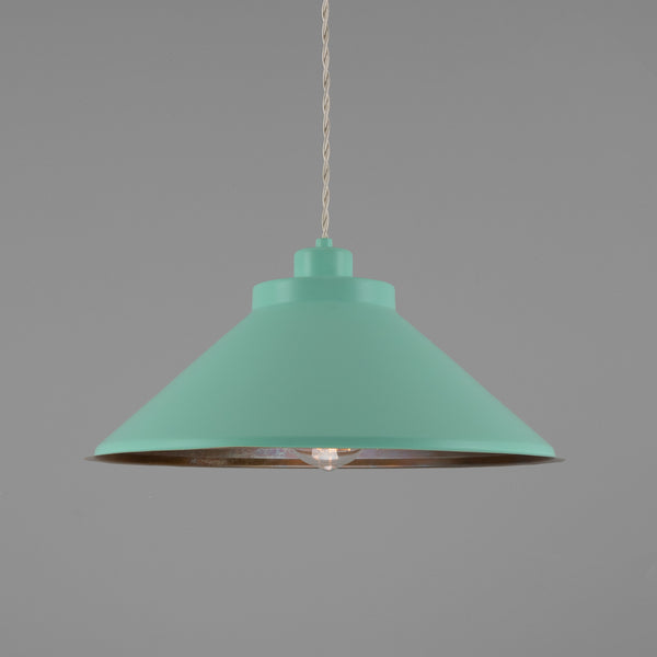 Rio Coloured Brass Pendant Light in Antique Brass and Mint Turquoise
