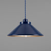 Rio Coloured Brass Pendant Light in Antique Brass and Sapphire Blue