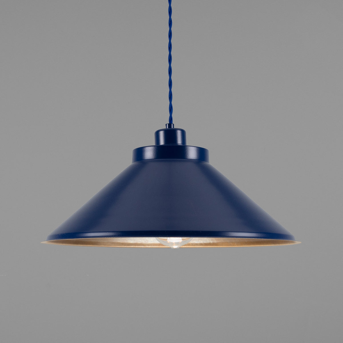 Rio Coloured Brass Pendant Light in Antique Brass and Sapphire Blue