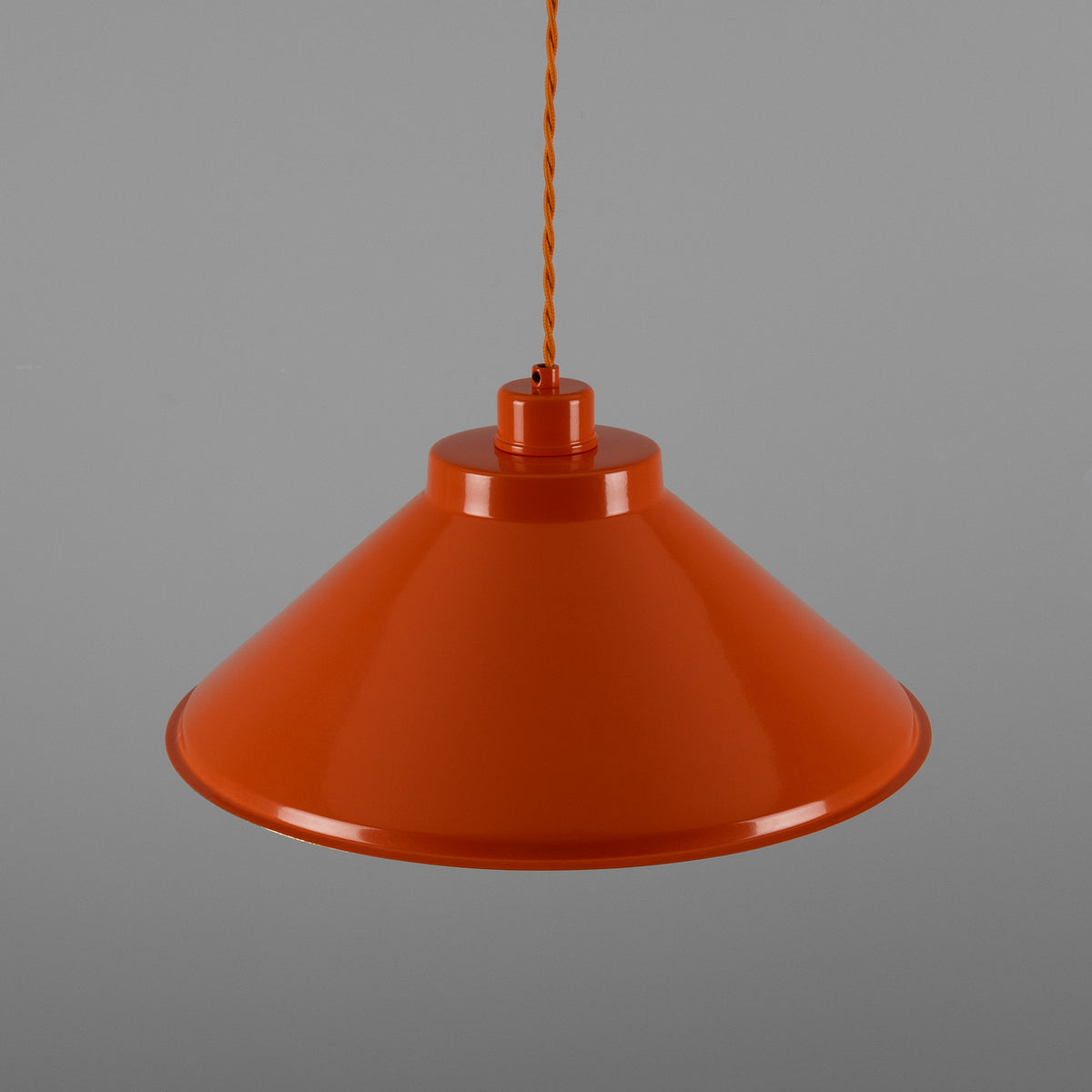 Rio Coloured Brass Pendant Light in Antique Brass and Orange