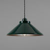 Rio Coloured Brass Pendant Light in Antique Brass and Racing Green