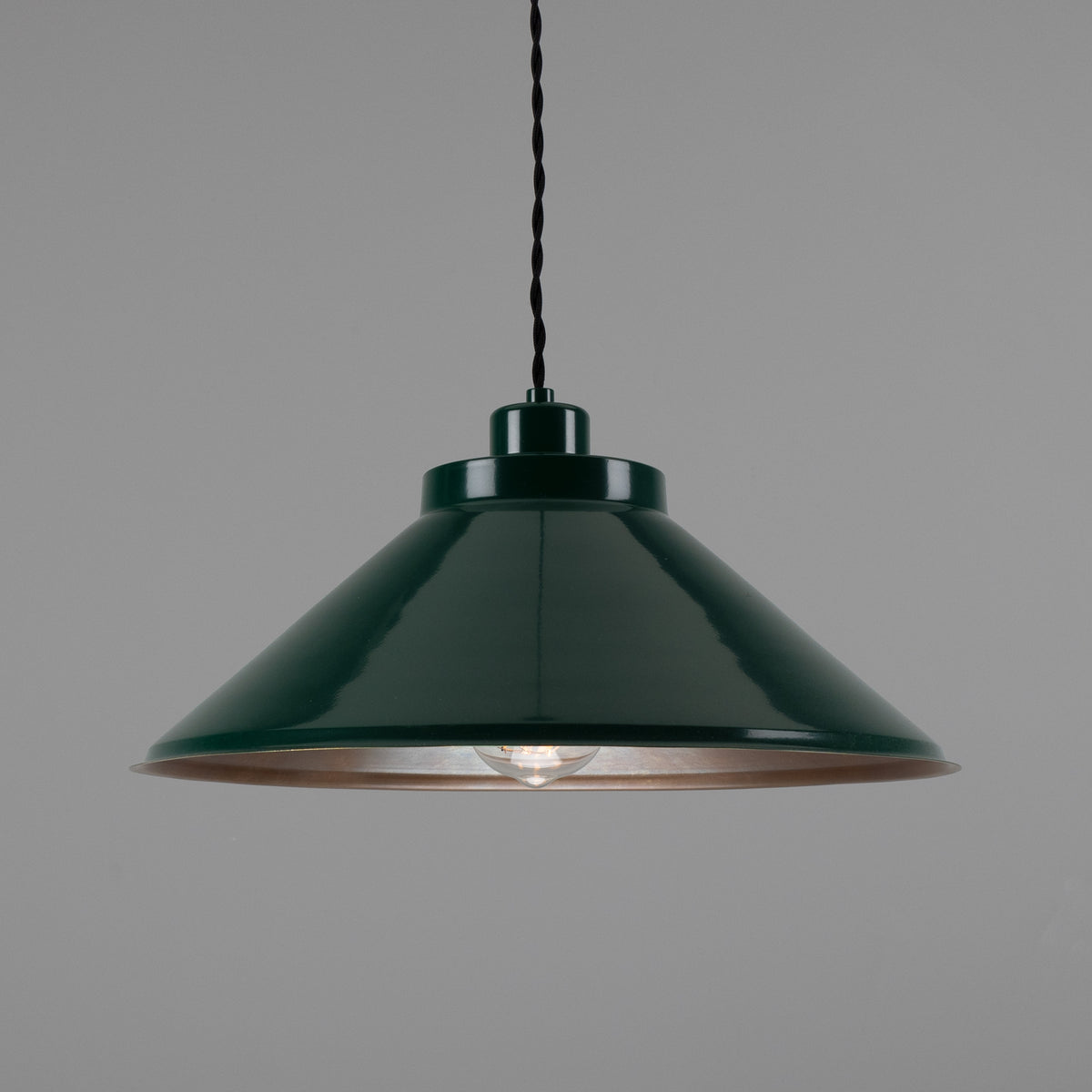 Rio Coloured Brass Pendant Light in Antique Brass and Racing Green