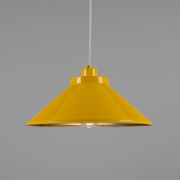 Rio Coloured Brass Pendant Light in Antique Brass and Yellow
