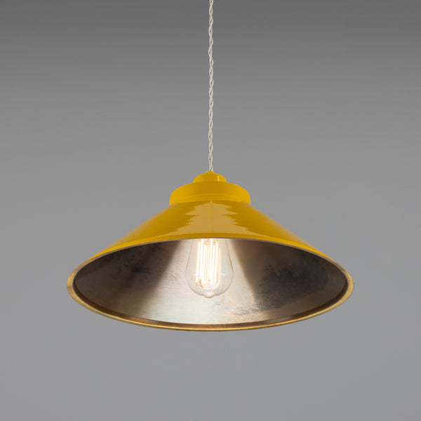 Rio Coloured Brass Pendant Light in Antique Brass and Yellow