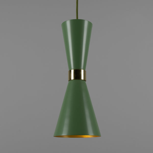 Cairo Mid-Century Coloured Pendant Light in Sage Green