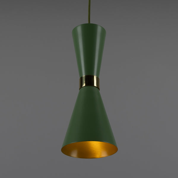 Cairo Mid-Century Coloured Pendant Light in Sage Green