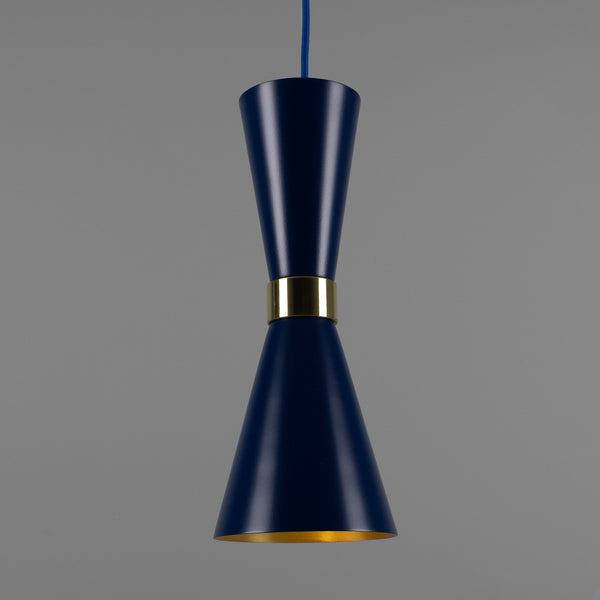 Cairo Mid-Century Coloured Pendant Light in Sapphire Blue