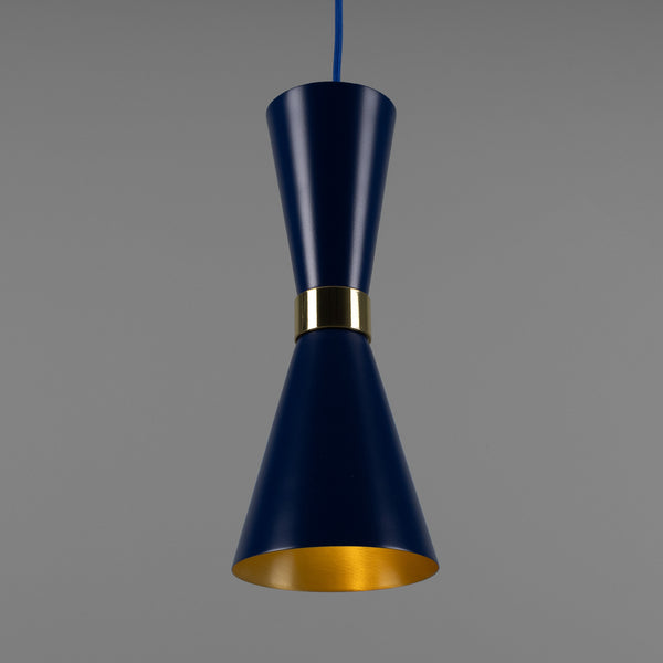 Cairo Mid-Century Coloured Pendant Light in Sapphire Blue