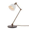 Nico Vintage Brass Table Lamp in Antique Brass with White Metal Shade