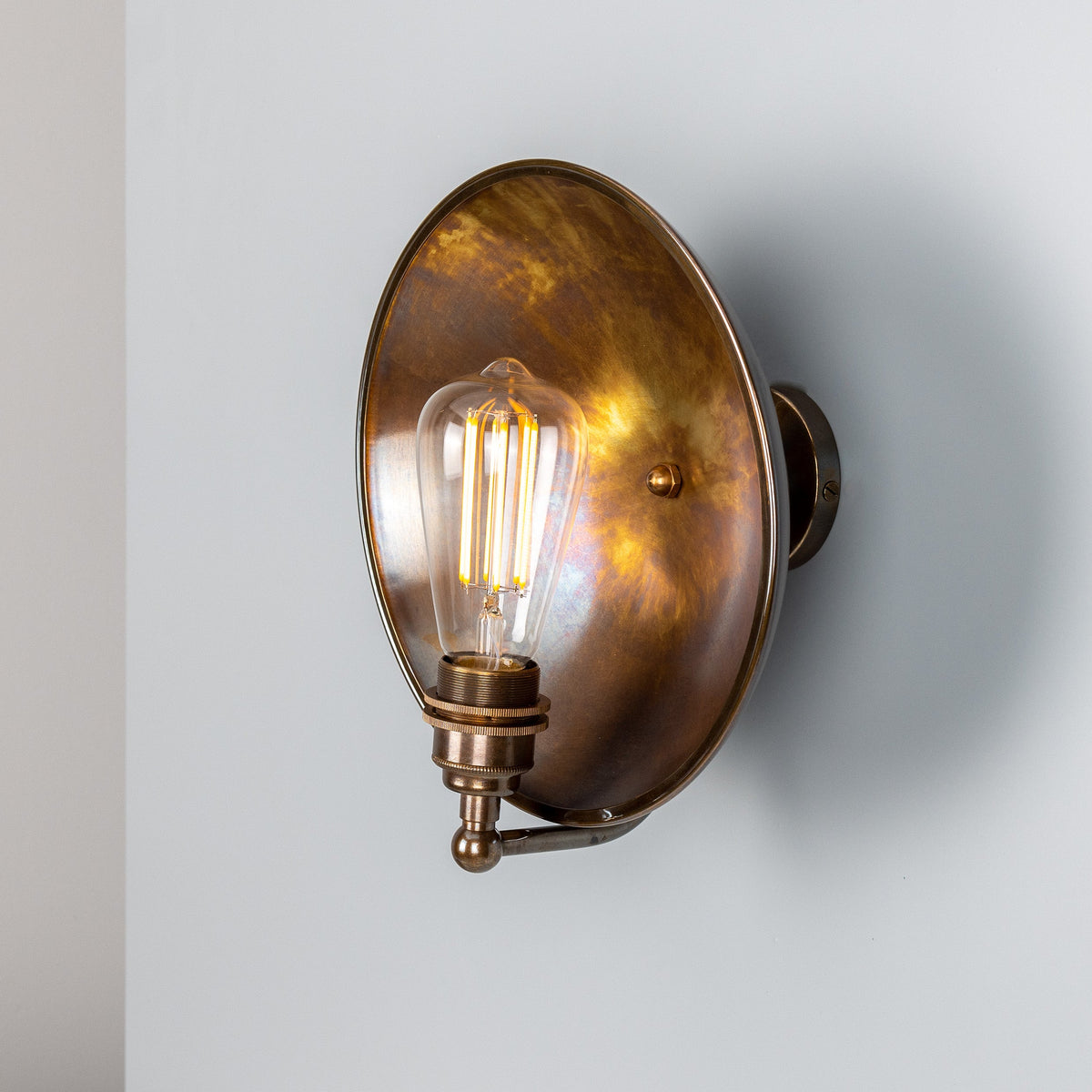 Chulainn Industrial Brass Dish Wall Light in Antique Brass
