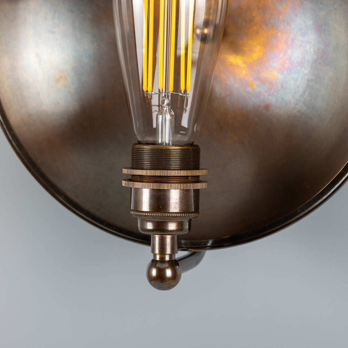 Chulainn Industrial Brass Dish Wall Light in Antique Brass