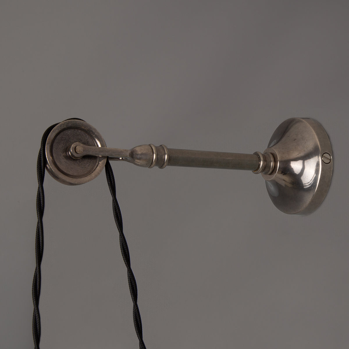 Rigale Industrial Pulley Wall Light in Antique Silver with Clear Glass Shade