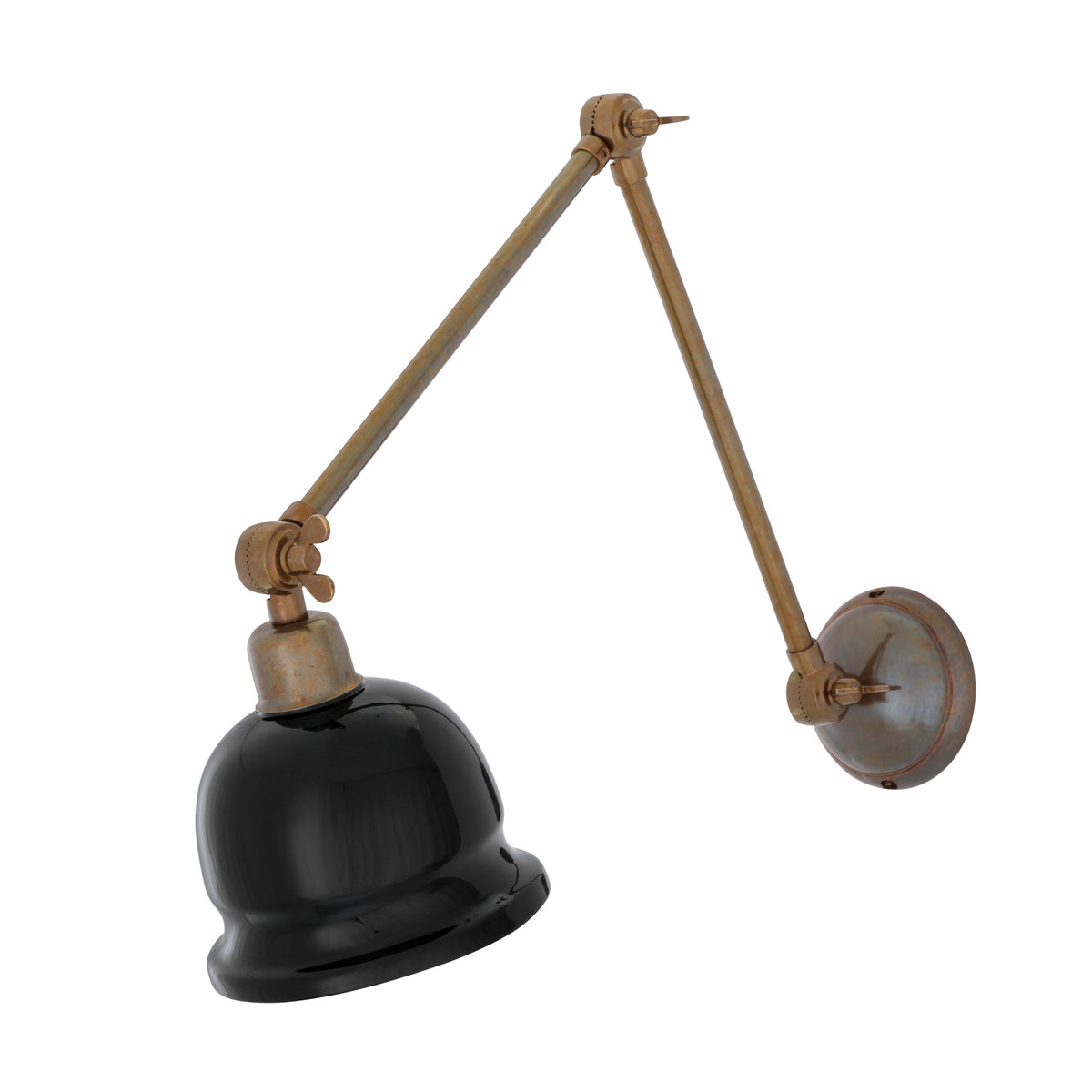 Nico Adjustable Picture Light in Antique Brass with Black Metal Shade