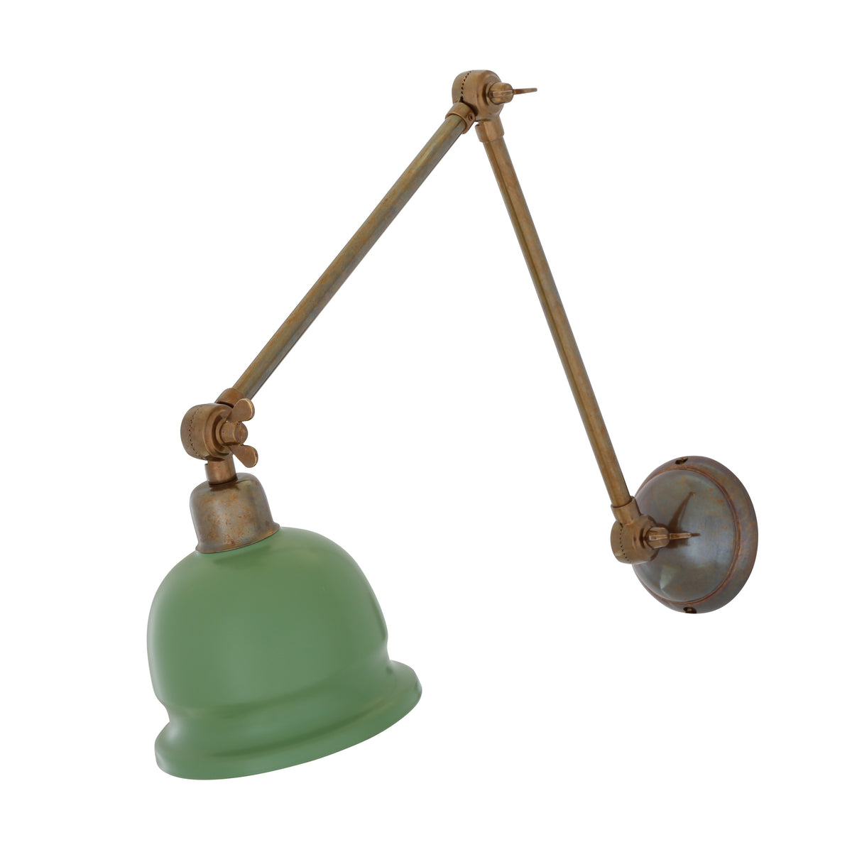 Nico Adjustable Picture Light in Antique Brass with Sage Green Metal Shade